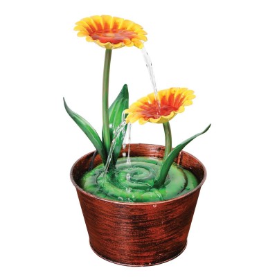 Decorative Tabletop  Fountain - Two Flowers in a Pot - Variable Speed Pump 8733922330  263850114371